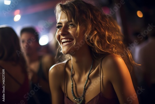 fun cheerful nightlife celebrate young woman enjoy feel free happiness joyful at new year party happiness lifestyle concept
