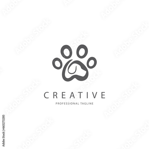 pet dog paw vector logo design