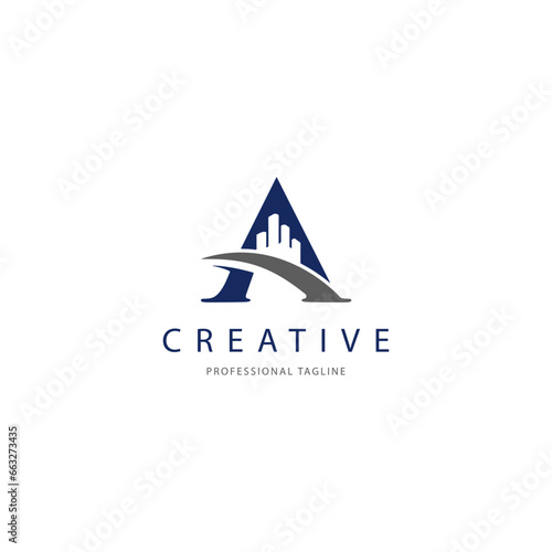 letter A roof building logo