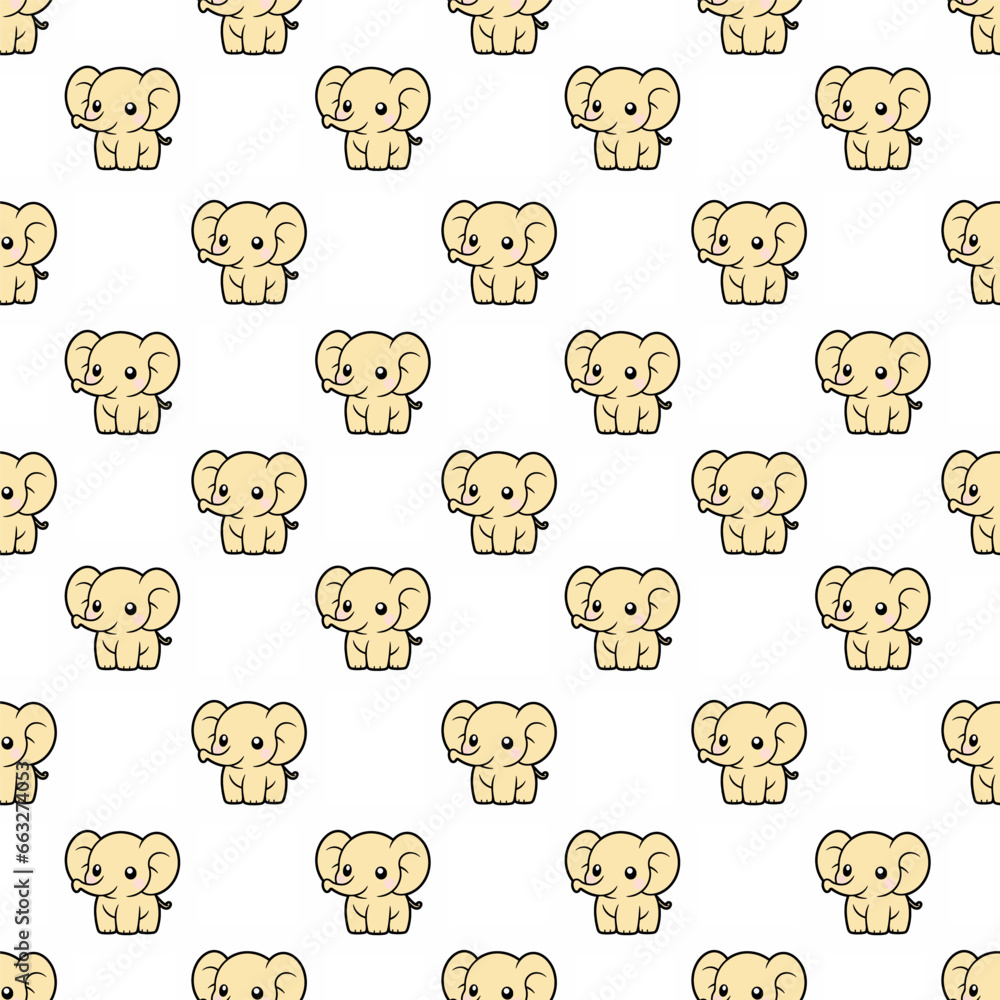 Cute seamless elephant pattern design for decorating, backdrop, fabric, wallpaper and etc.
