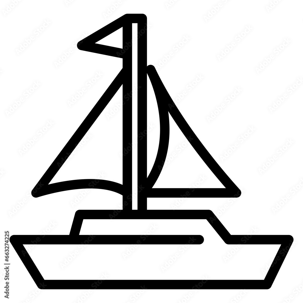Sailboat on Sea Ocean with line icon style Sailboat on Sea Ocean with line icon style