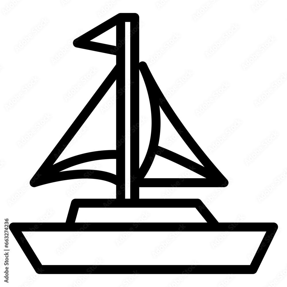 Sailboat on Sea Ocean with line icon style Sailboat on Sea Ocean with line icon style