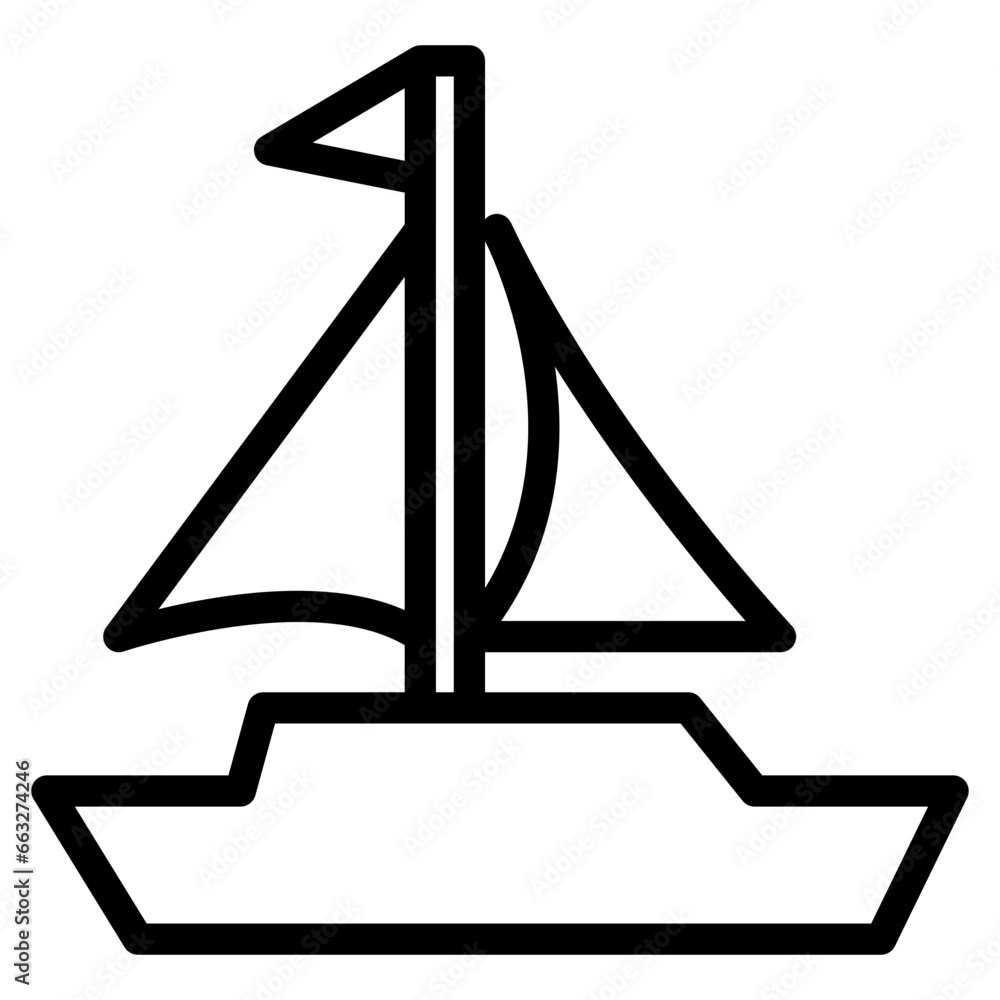 Sailboat on Sea Ocean with line icon style Sailboat on Sea Ocean with line icon style