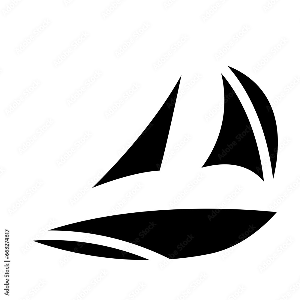 Sailboat on Sea Ocean with glyph icon style Sailboat on Sea Ocean with glyph icon style