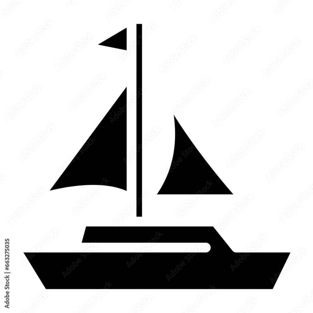 Sailboat on Sea Ocean with glyph icon style Sailboat on Sea Ocean with glyph icon style