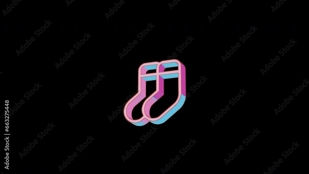 Bright socks icon is jumping merrily. Retro style. Alpha channel black. Looped from frame 120 to 240, Alpha BW at the end Bright socks icon is jumping merrily. Retro style. Alpha channel black. Looped from frame 120 to 240, Alpha BW at the end