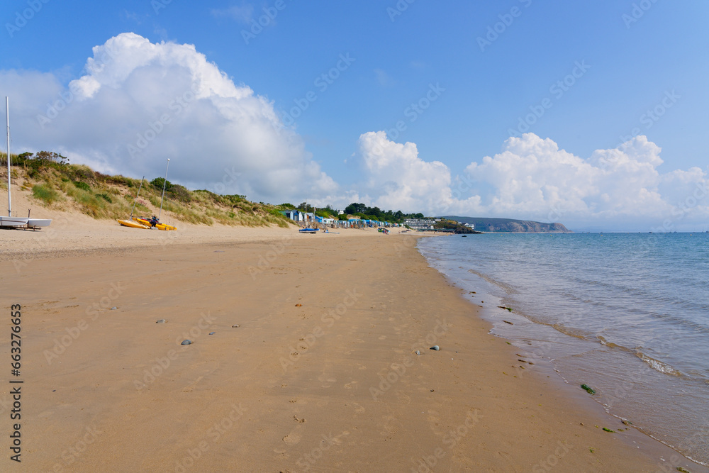 A summer day on an almost deserted beach at Abersoch in Gwynedd