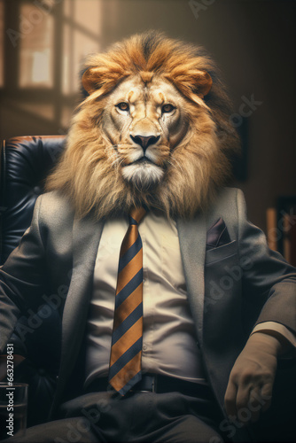 portrait of a successful business lion businessman