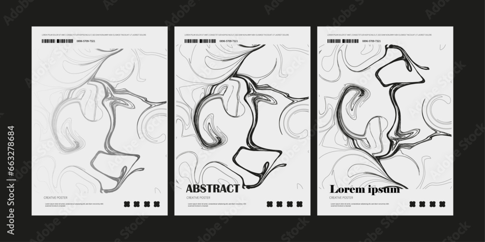 Set of fluid marble texture Poster Template