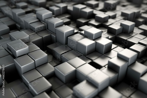 Contemporary grey blocks forming a translucent tech wallpaper. 3D render. Generative AI