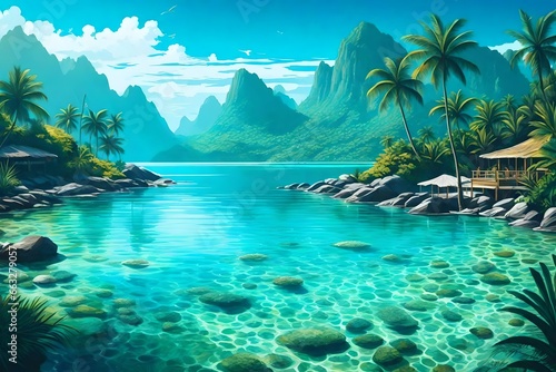 tropical paradise island generated by AI technology © abdur