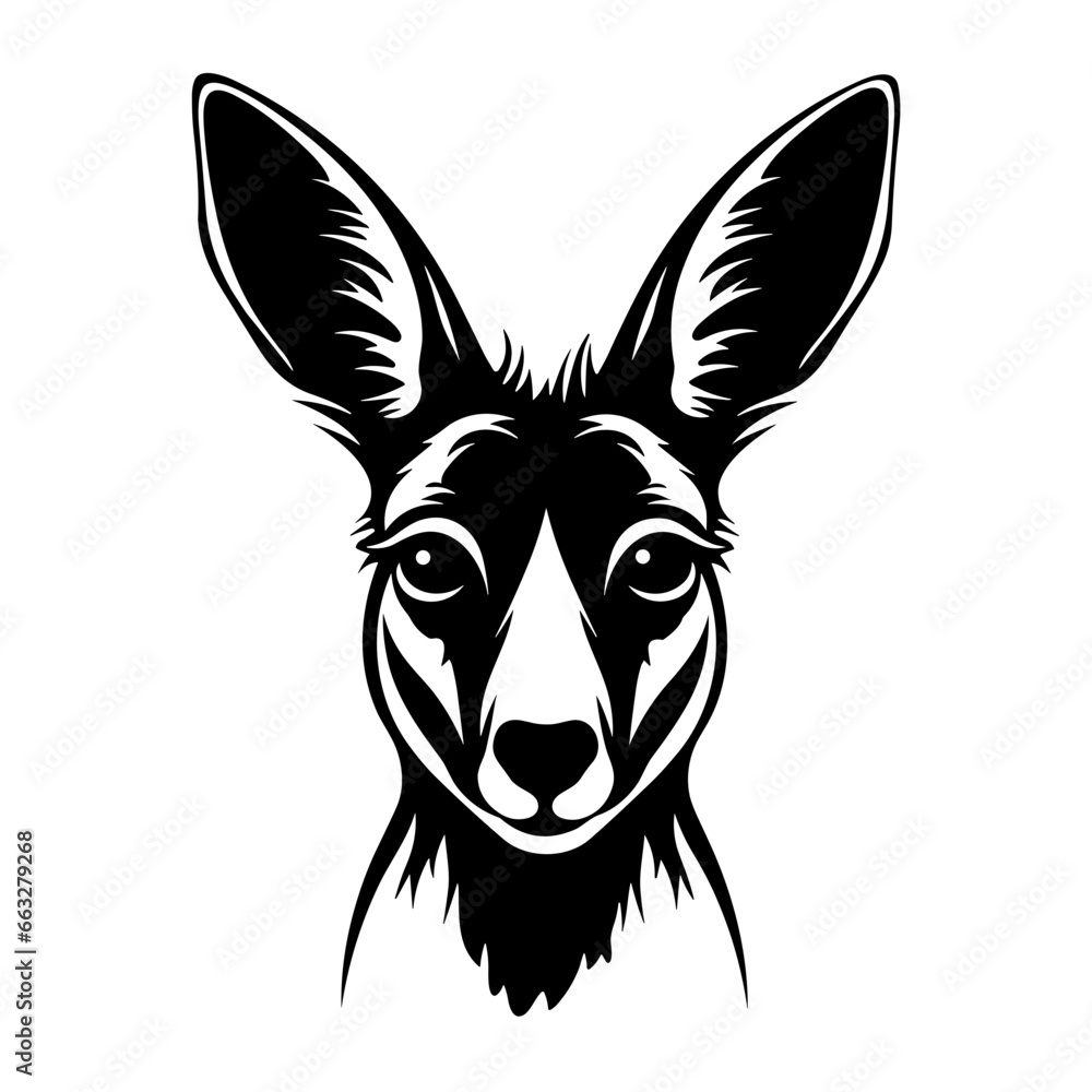 A vector image of a kangaroo's head can serve as a distinctive emblem for branding, apparel designs, accessories, educational materials, web and app graphics, tourism promotions, artwork, interior dec - obrazy, fototapety, plakaty 