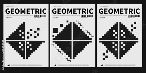brutalist style geometric shape poster template