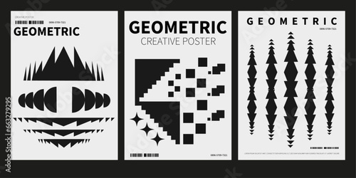 Strange 90s style geometric shape poster template