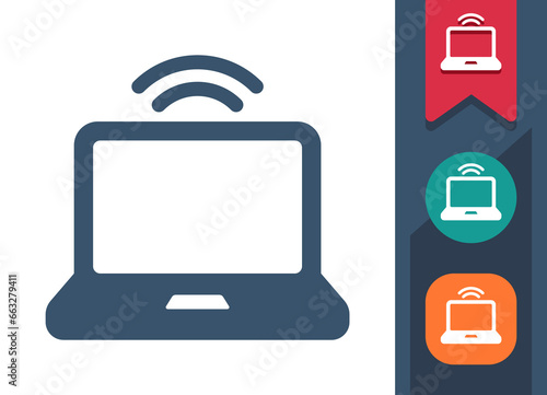 Laptop Icon. Computer, Signal, Wireless, WiFi, Wi-Fi, Internet