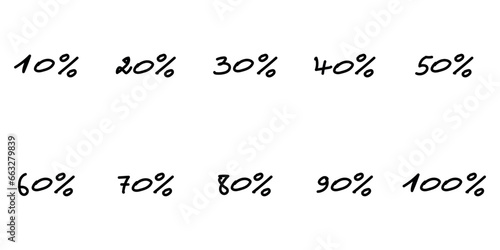 Discount numbers with percentages. Vector illustration.