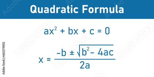 Quadratic equation in standard form and quadratic formula in elementary algebra. Mathematics resources for teachers and students.
