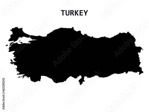 Map of Turkey black silhouette isolated on white illustration photo