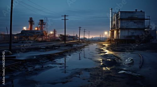 abandoned city in the evening