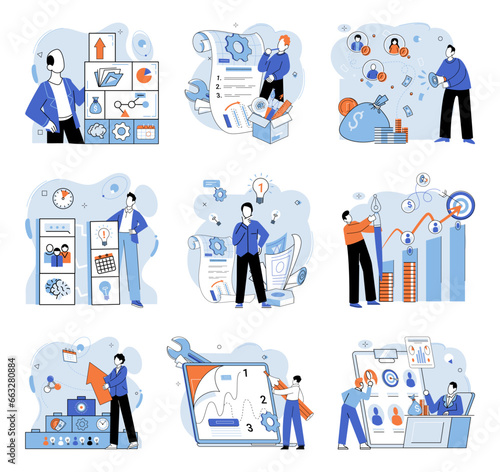 Business development. Vector illustration. Pursuing profession aligned with ones values leads to personal and professional satisfaction Networking is valuable skill in competitive job market
