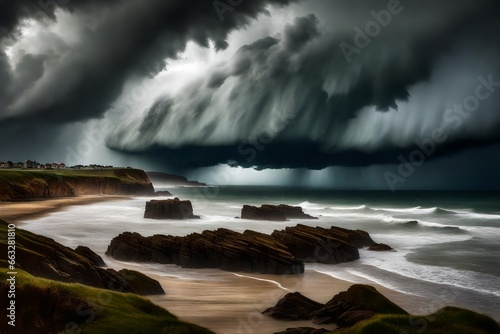 storm over the sea generated by AI technology