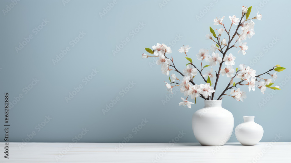 Empty room and vase of plant on floor with copy space Empty room and vase of plant on floor with copy space