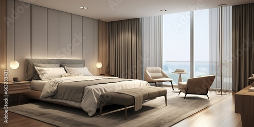 minimalist bedroom design ideas near the window with a nice view outside © candra