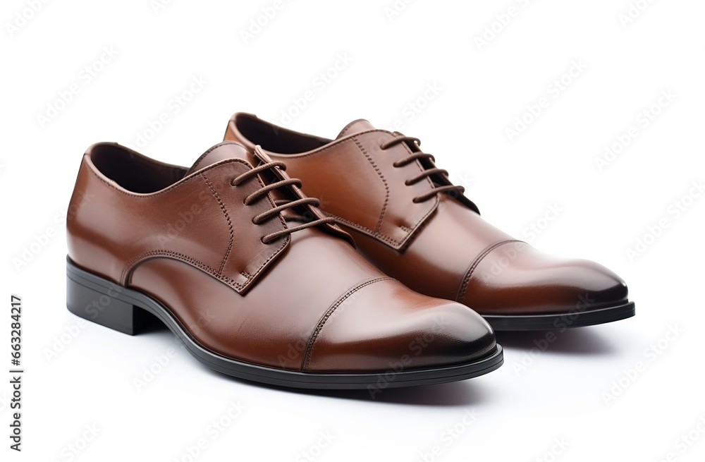 Nice quality brown leather men's shoes on a white background Nice quality brown leather men's shoes on a white background
