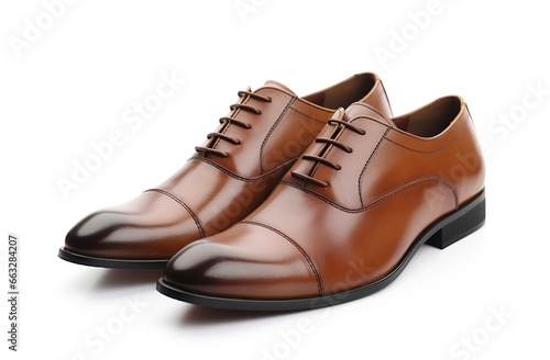 Nice quality brown leather men's shoes on a white background © candra