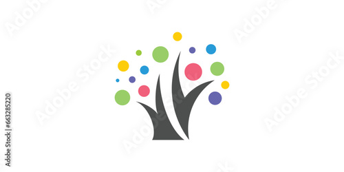 logo design combining the shape of a tree and a person.