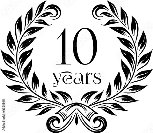 Vintage Laurel Wreath Anniversary Graphic with 10 Years - Versatile Vector Design for Celebrations and Corporate Use