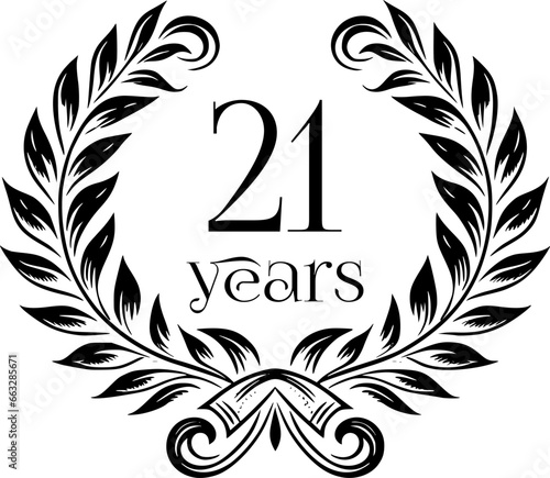 Vintage Laurel Wreath Anniversary Graphic with 21 Years - Versatile Vector Design for Celebrations and Corporate Use