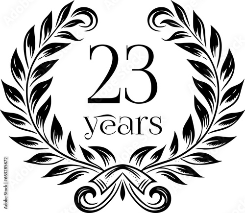 Vintage Laurel Wreath Anniversary Graphic with 23 Years - Versatile Vector Design for Celebrations and Corporate Use
