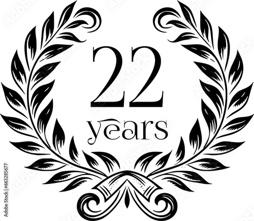 Vintage Laurel Wreath Anniversary Graphic with 22 Years - Versatile Vector Design for Celebrations and Corporate Use