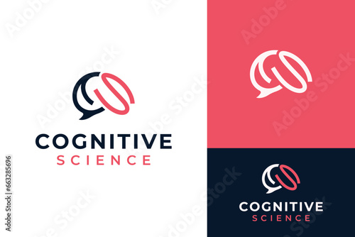 Simple Initial CS SC in Brain Cognitive Mind Science Psychology Logo Design Branding Template
