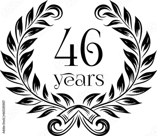 Vintage Laurel Wreath Anniversary Graphic with 46 Years - Versatile Vector Design for Celebrations and Corporate Use