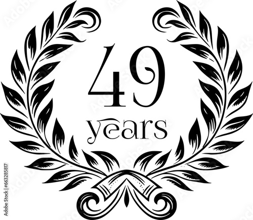 Vintage Laurel Wreath Anniversary Graphic with 49 Years - Versatile Vector Design for Celebrations and Corporate Use