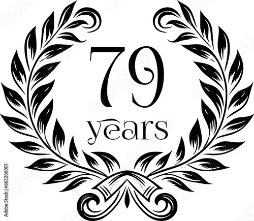 Vintage Laurel Wreath Anniversary Graphic with 79 Years - Versatile Vector Design for Celebrations and Corporate Use