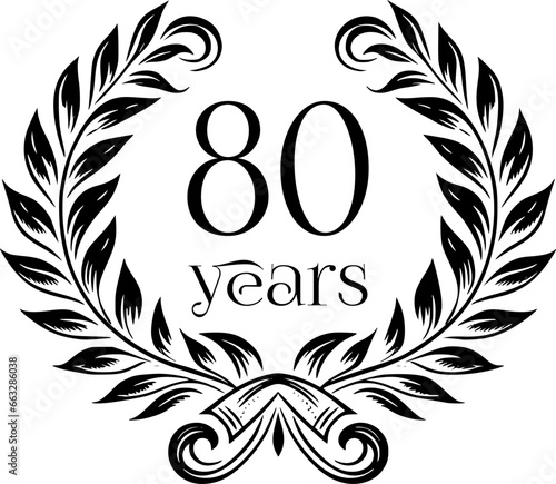 Vintage Laurel Wreath Anniversary Graphic with 80 Years - Versatile Vector Design for Celebrations and Corporate Use