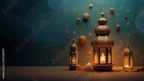 Islamic Background with a traditional Arabic lantern  © JH45