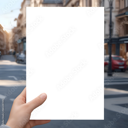 Blank poster mockup for outdoor advertising in city park. 3D rendering