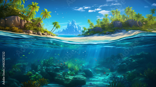 Tropical island underwater