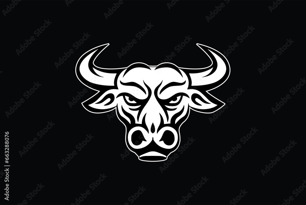 Bull head mascot design. Buffalo logo