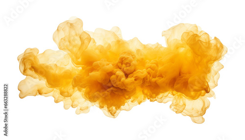 yellow smoke isolated on transparent background cutout