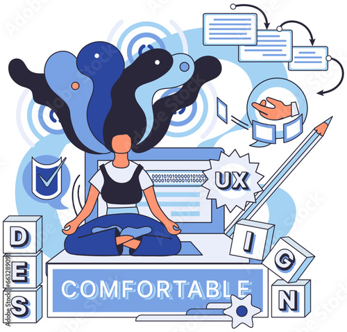 User experience design. Vector illustration. UX UI design, toolset for crafting engaging software experiences User experience design, pursuit of user-friendly interface in software design UX, compass