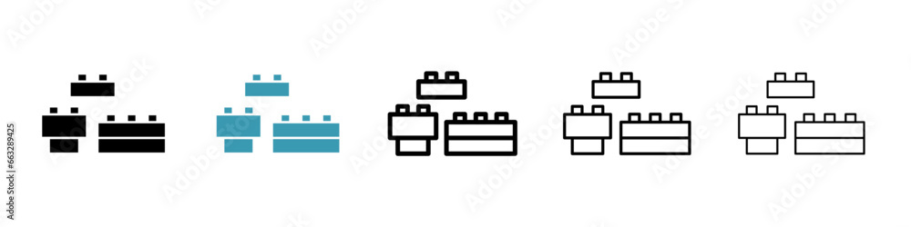 Naklejka premium Building toy sign icon set. Preschool blocks vector icon. Building brick toy vector sign for ui designs.