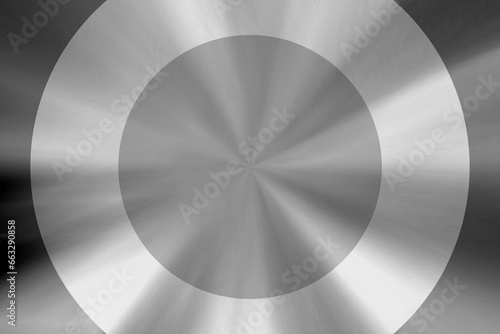 Metallic silver round frame banner background digital vector design.