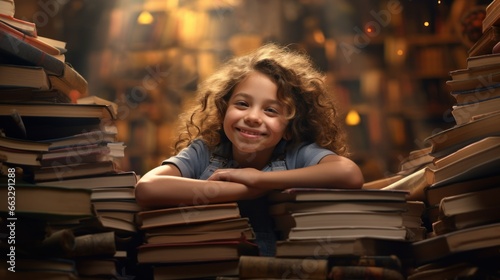 girl love books and love to read books, in the style of portraits with soft lighting, cryptid academia