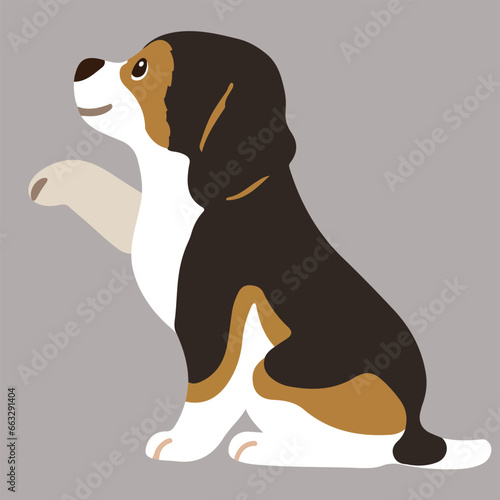 Illustration of Beagle Dog shaking hands
