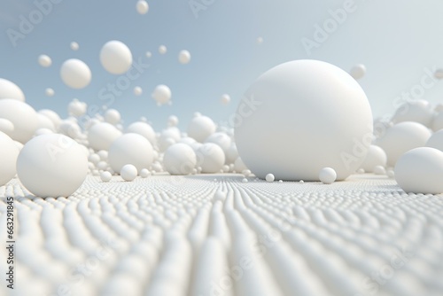 3D render of white voxel spheres. Generative AI